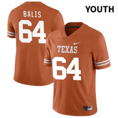 Texas Longhorns Youth #64 Michael Balis Authentic Orange NIL 2022 College Football Jersey JHF35P4D